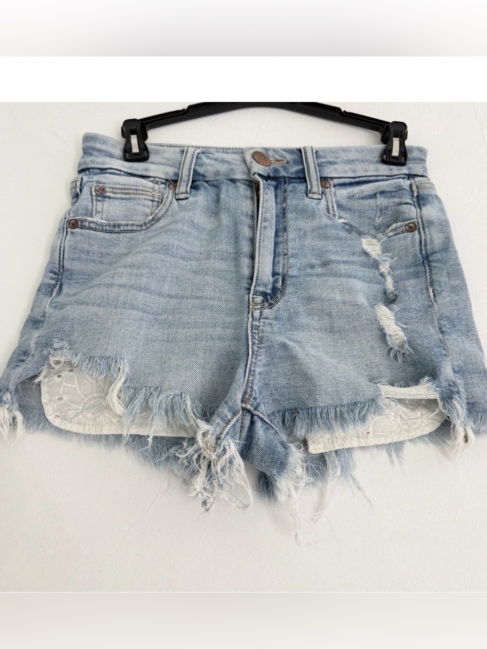 American Eagle Denim Light Wash Distressed Jean Shorts